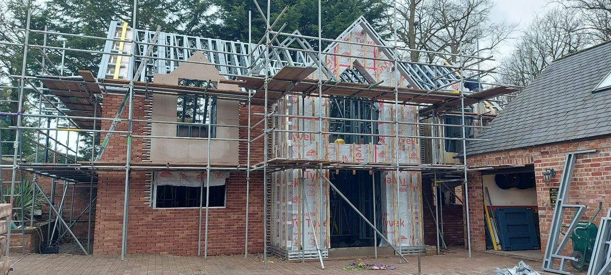 External brickwork going up around the frame